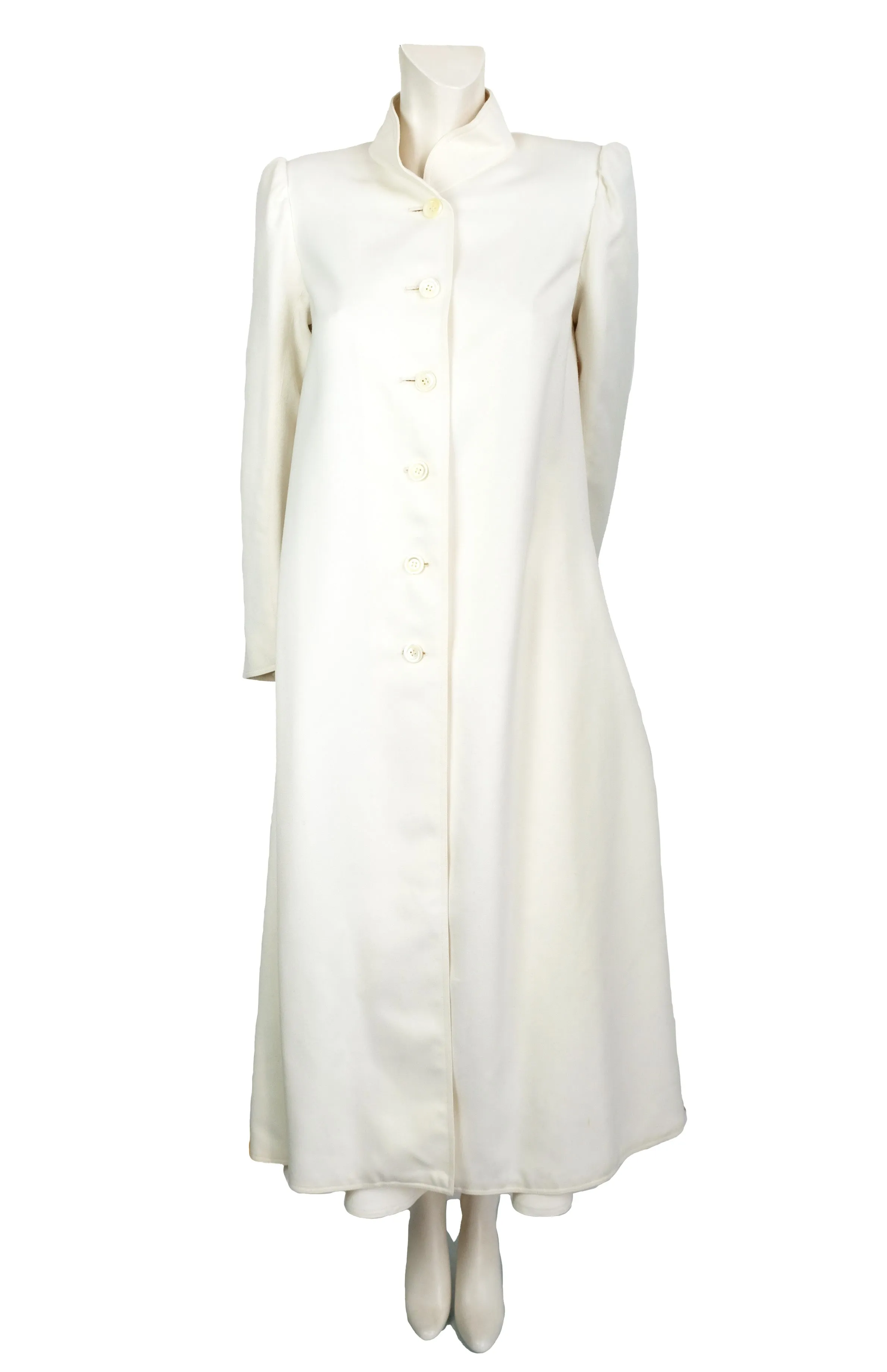 Chloé 1970s Vintage Coat and Matching Wrap Skirt in Ivory Wool, UK10