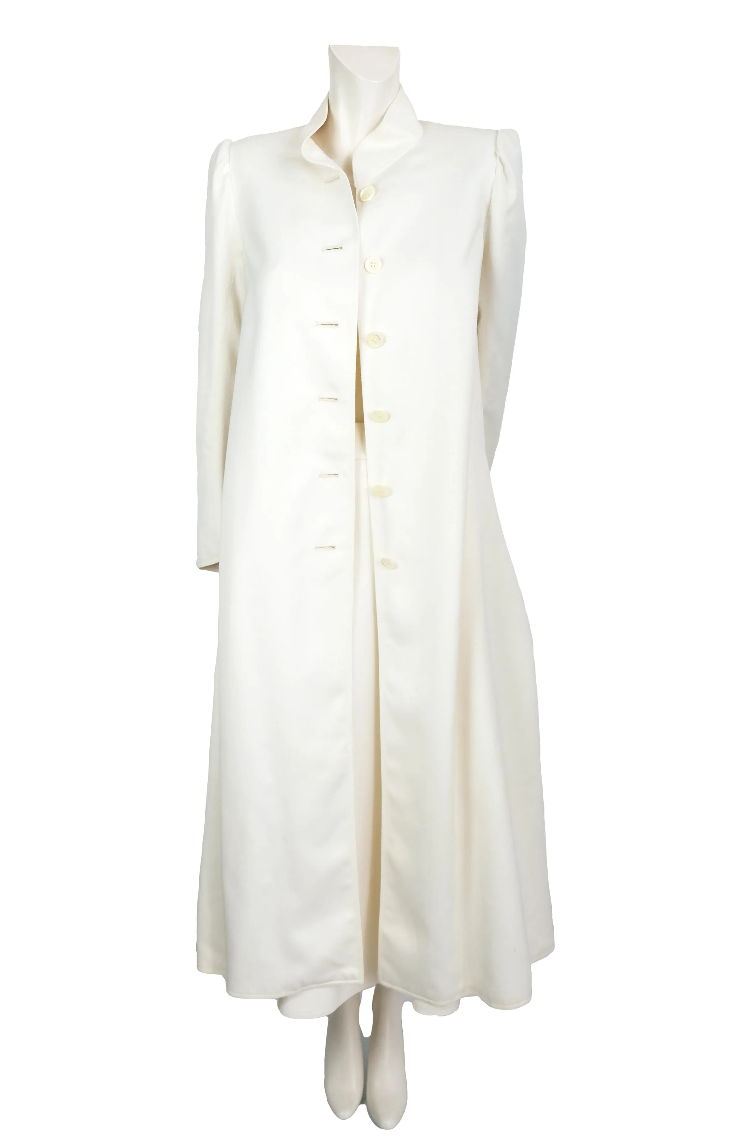 Chloé 1970s Vintage Coat and Matching Wrap Skirt in Ivory Wool, UK10