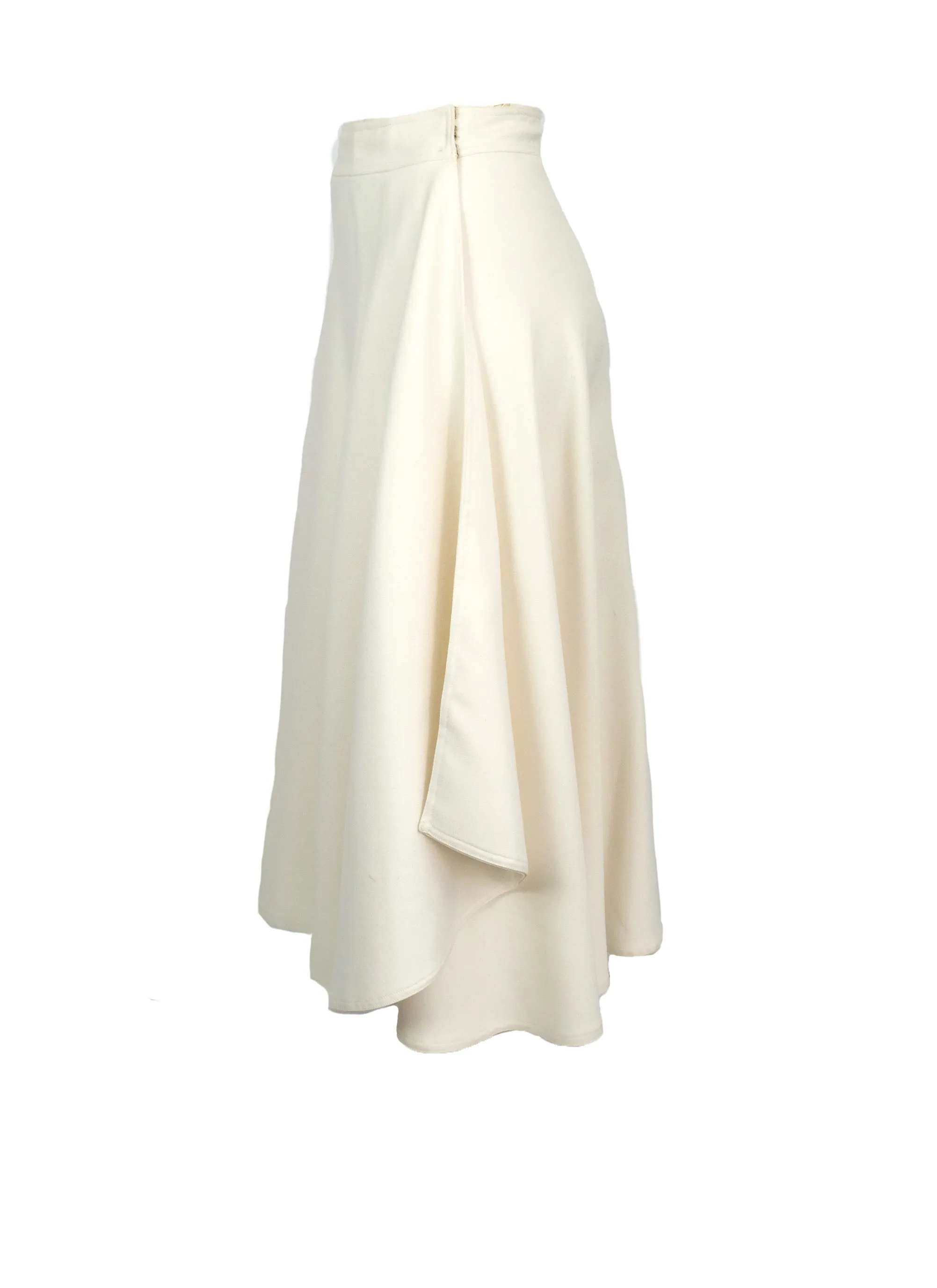 Chloé 1970s Vintage Coat and Matching Wrap Skirt in Ivory Wool, UK10