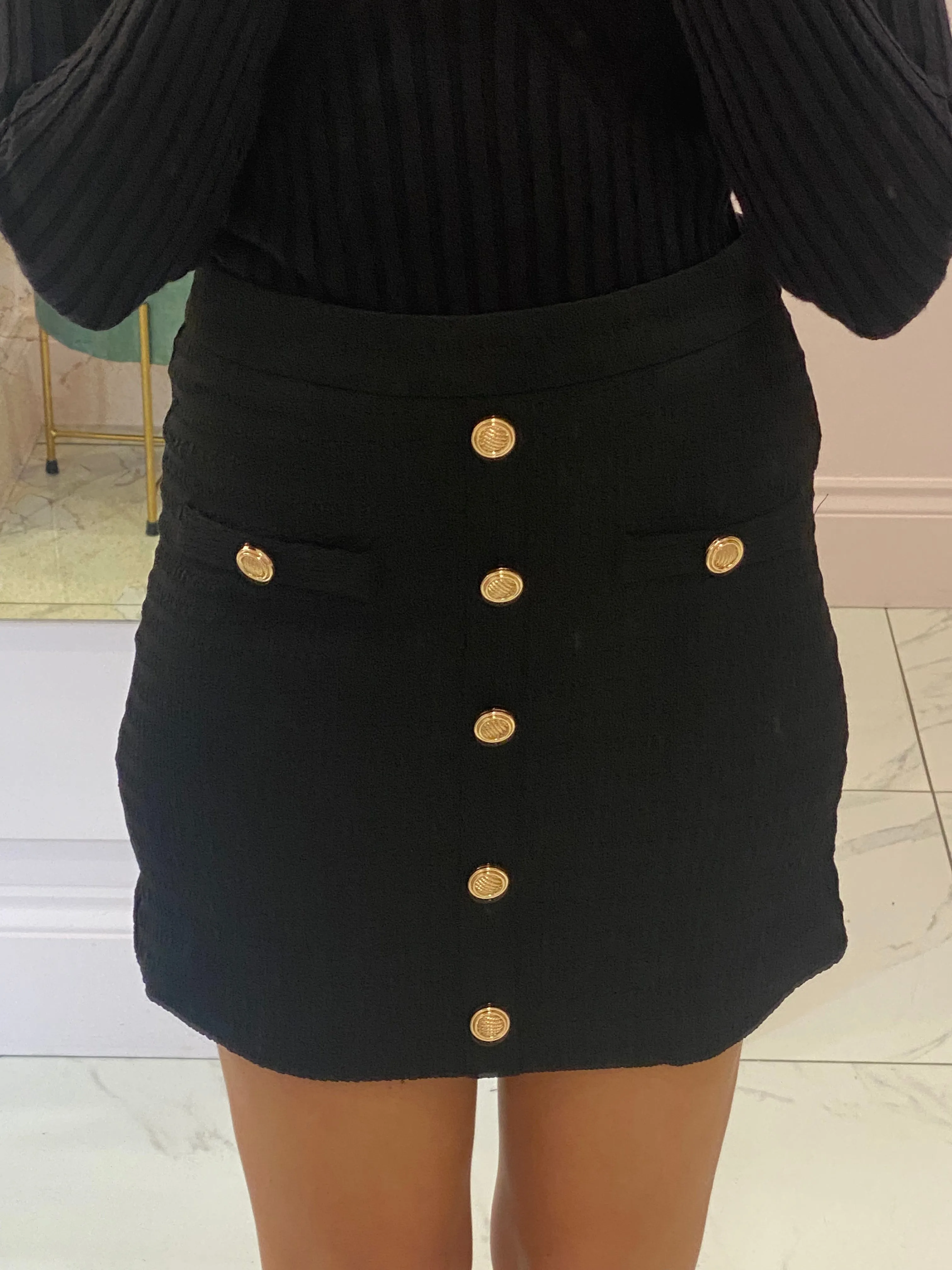 Cienna Gold Button Skirt