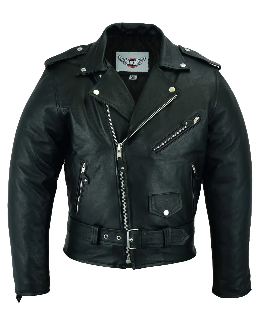 Classic Brando biker jacket in natural waxy cowhide. 113