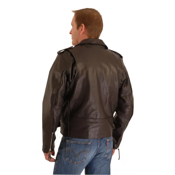 Classic Brando biker jacket in natural waxy cowhide. 113