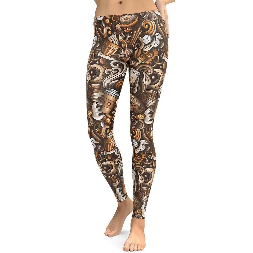 Coffee Shop Print Leggings