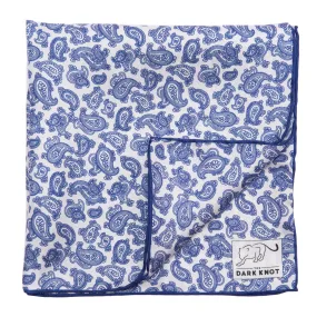 Coldspring Abstract Silk Pocket Square, White / Blue