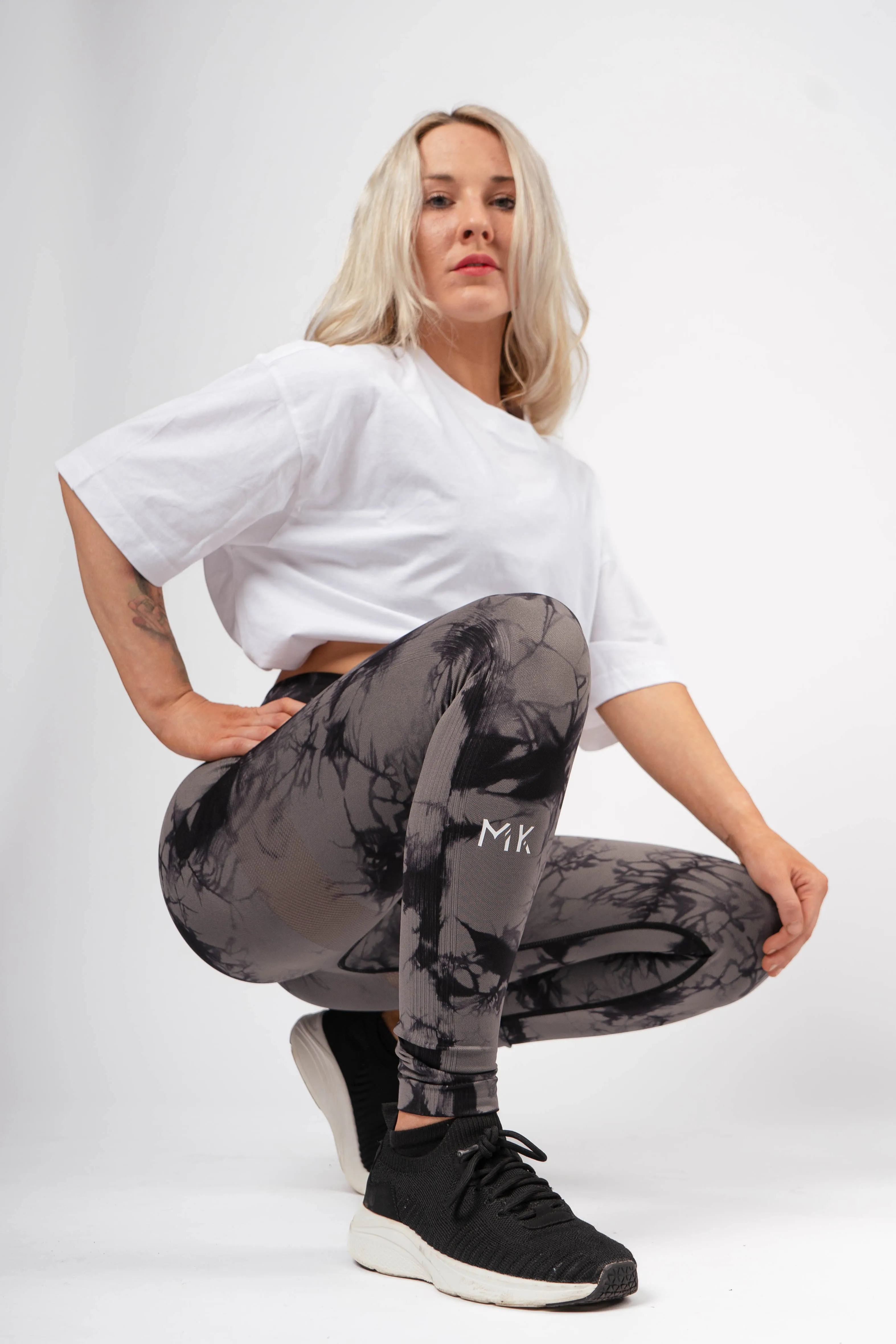 Comfort Tie Dye Leggings - Grey/Black