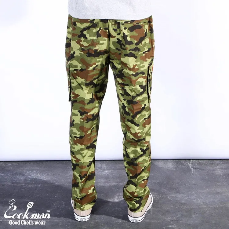 Cookman Chef Pants Cargo - Ripstop : Woodland Camo Green