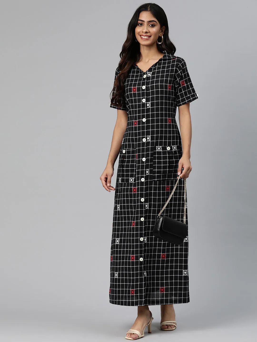 Cottinfab Women Checkered Maxi Dress