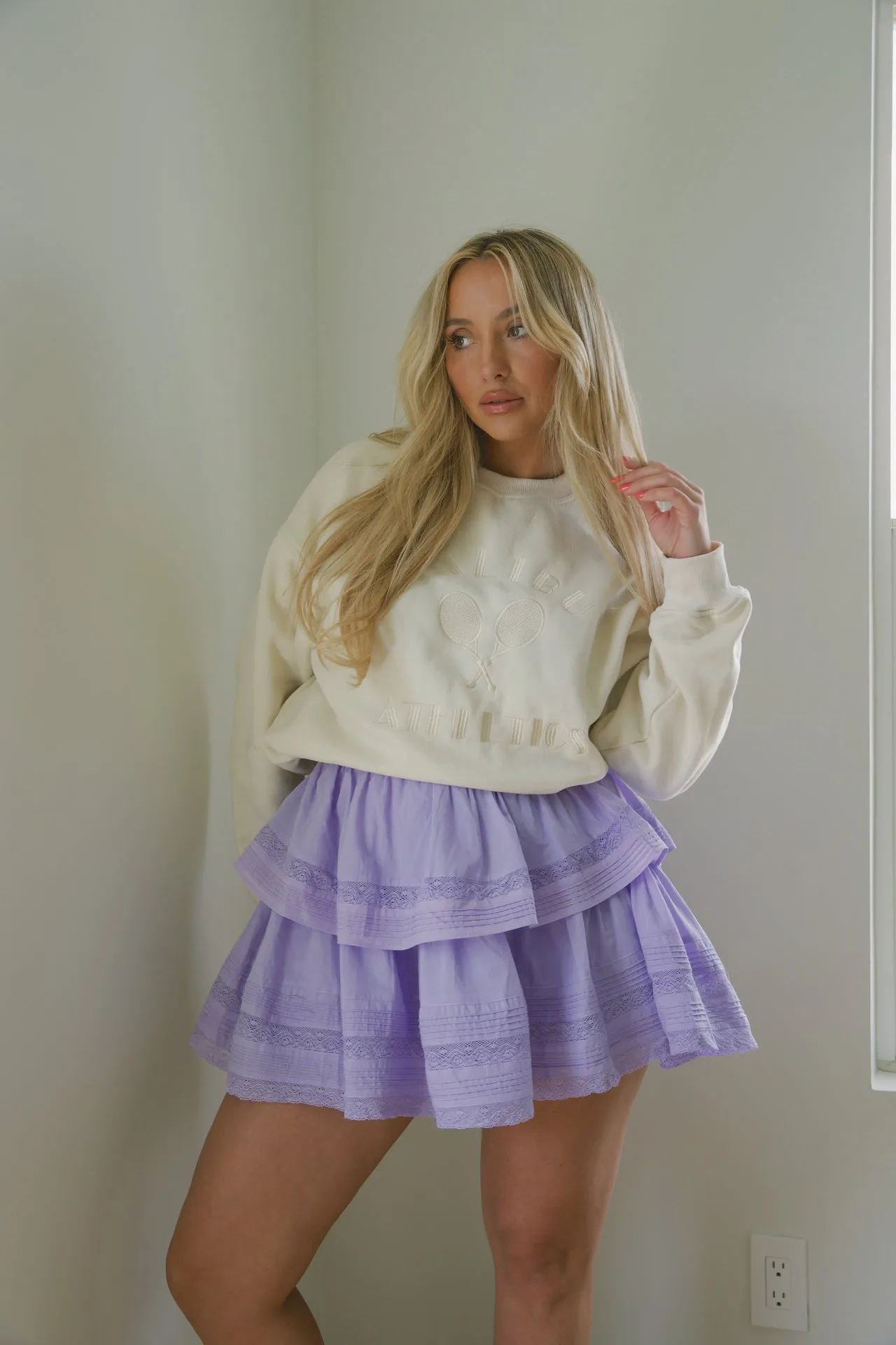 Cotton Ruffle Mini Skirt - Lavender