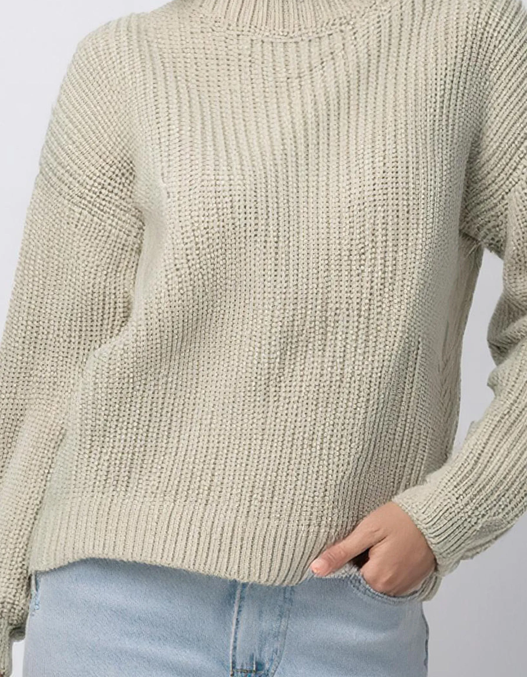 Cream High-Neck Pullover