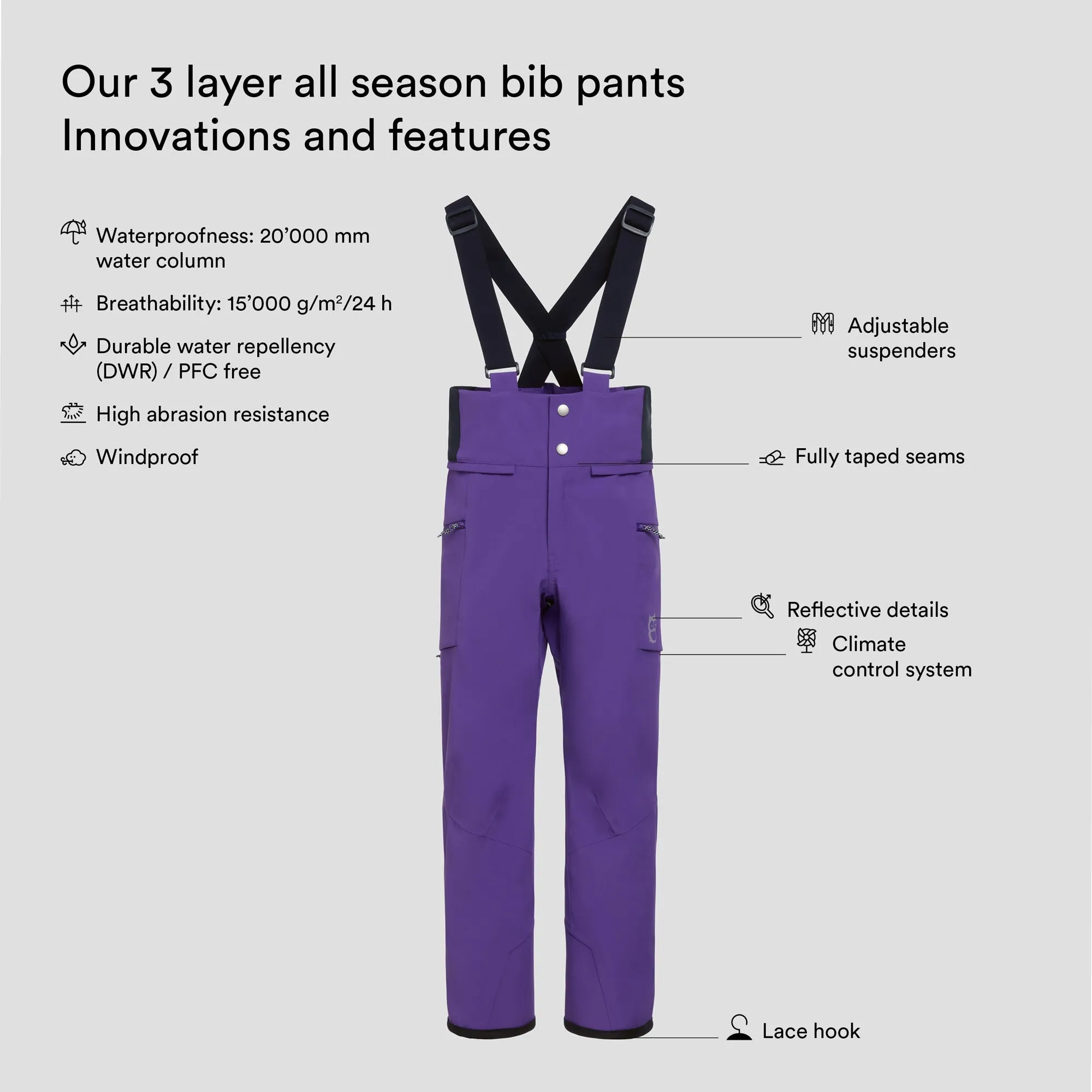 Dait 3 layer all season bib pants