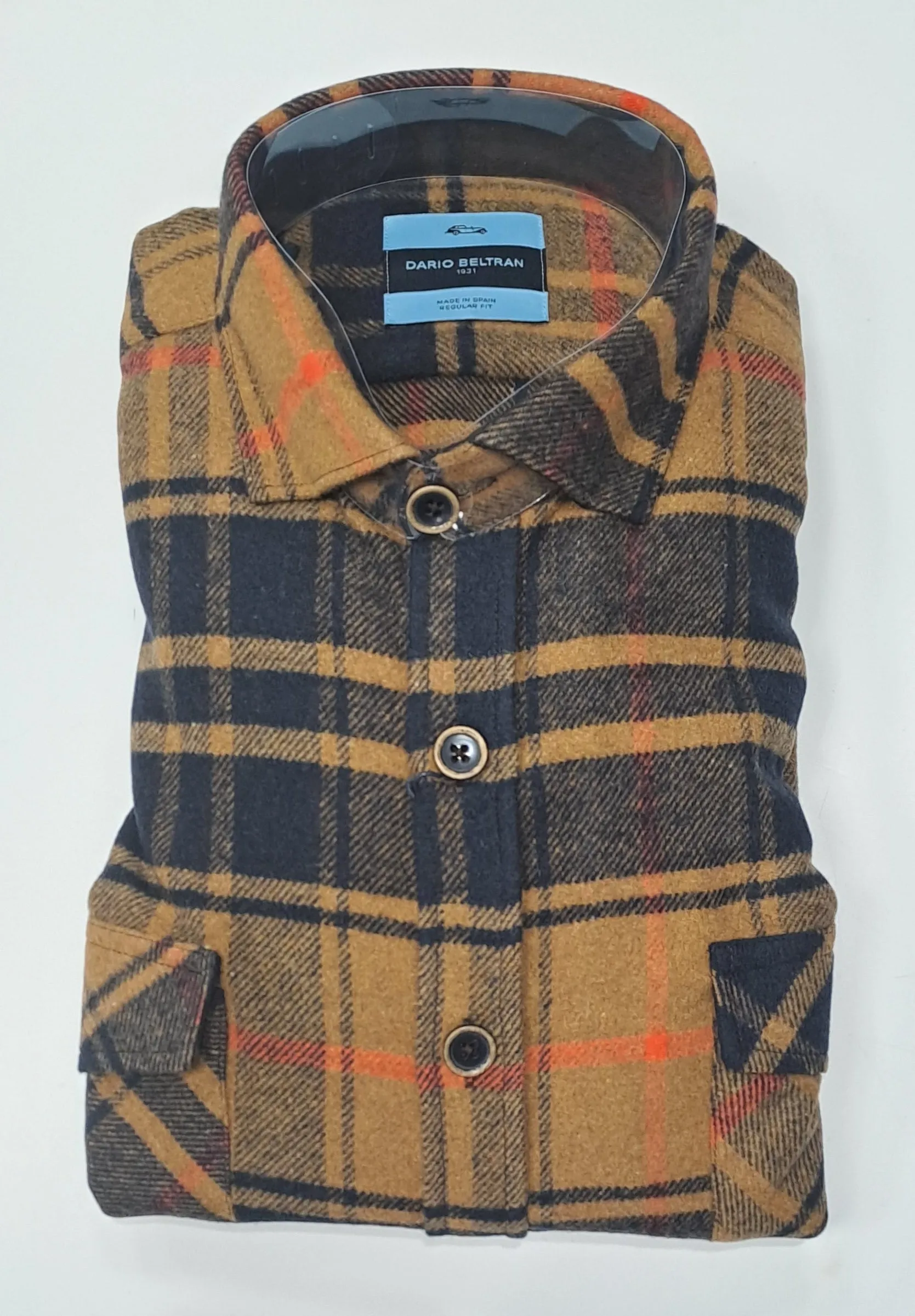 Dario Beltran Prejano Regular Fit Flannel Check Shirt 1690 - Brown/Navy