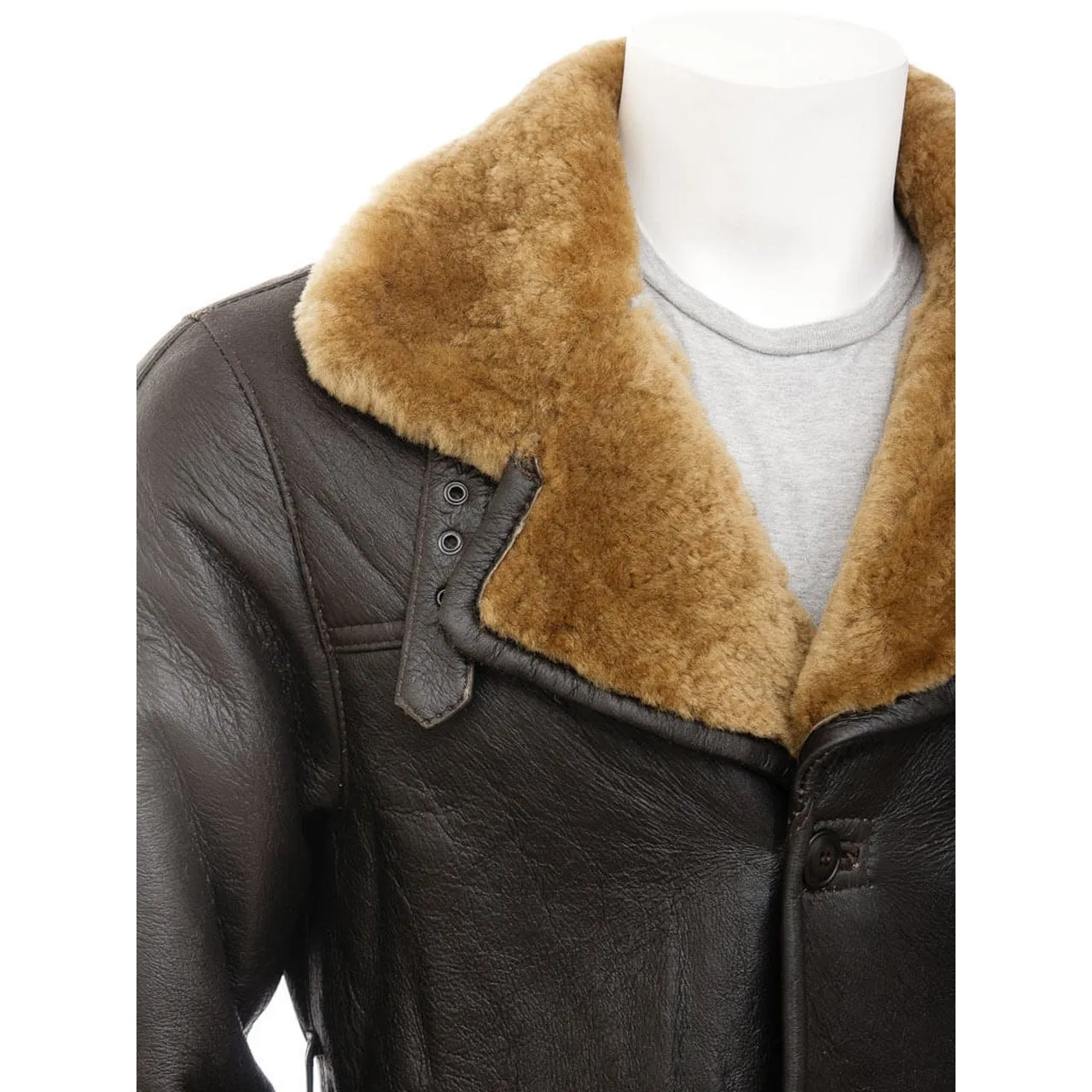 Dark Brown Shearling Leather Coat Men