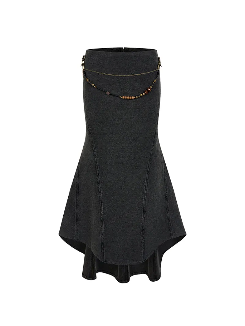 Denim Mermaid Flare Elegant Fish-Tail Long-Skirt