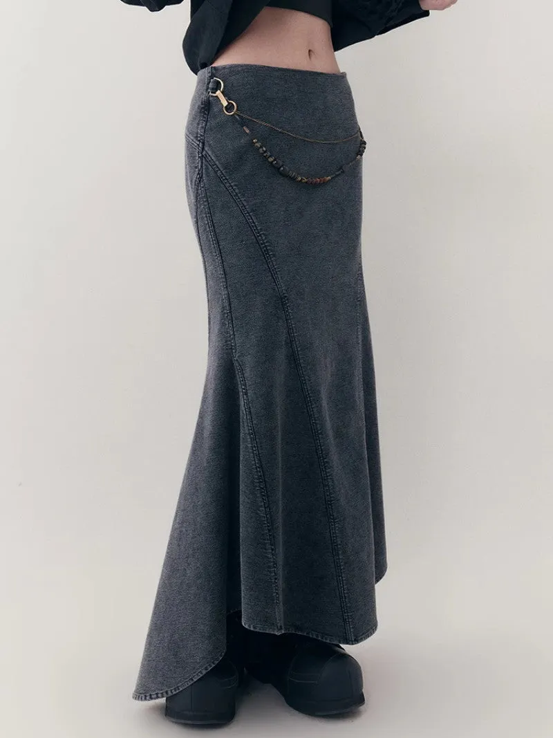 Denim Mermaid Flare Elegant Fish-Tail Long-Skirt