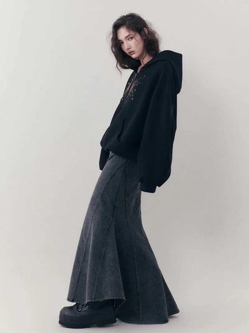 Denim Mermaid Flare Elegant Fish-Tail Long-Skirt