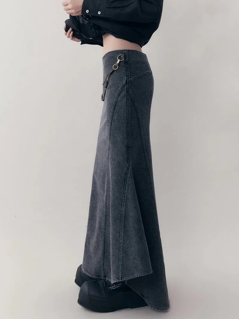 Denim Mermaid Flare Elegant Fish-Tail Long-Skirt