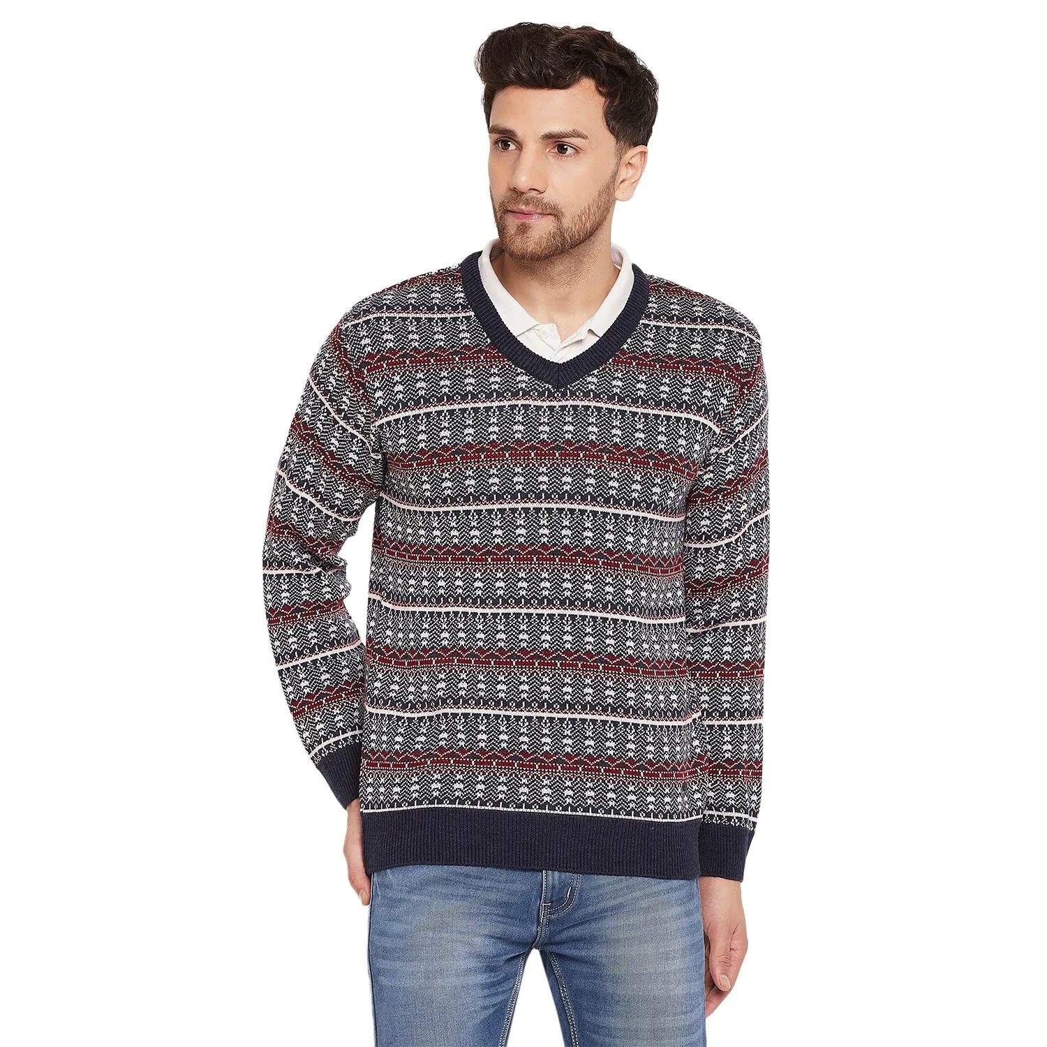 Duke Stardust Men Full Sleeve V Neck Sweater (SDS2138)