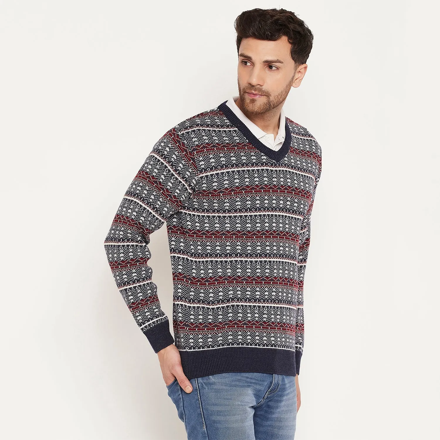 Duke Stardust Men Full Sleeve V Neck Sweater (SDS2138)