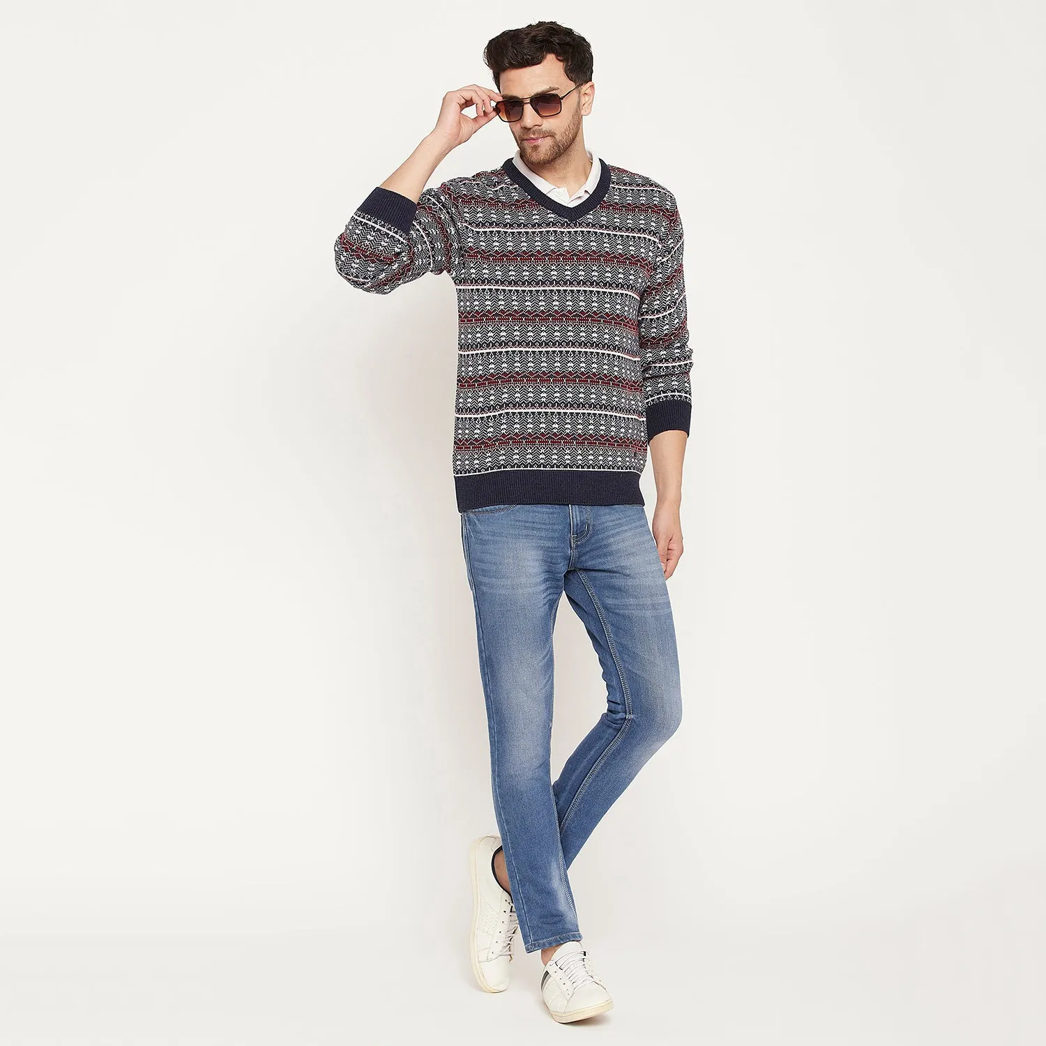 Duke Stardust Men Full Sleeve V Neck Sweater (SDS2138)