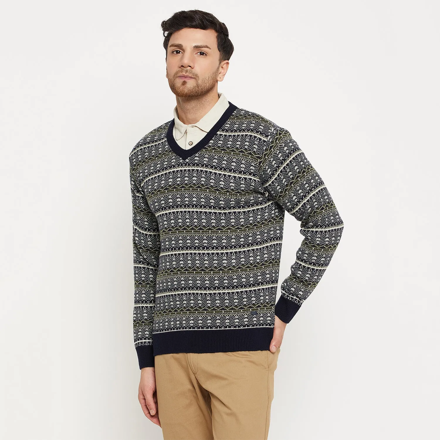 Duke Stardust Men Full Sleeve V Neck Sweater (SDS2138)