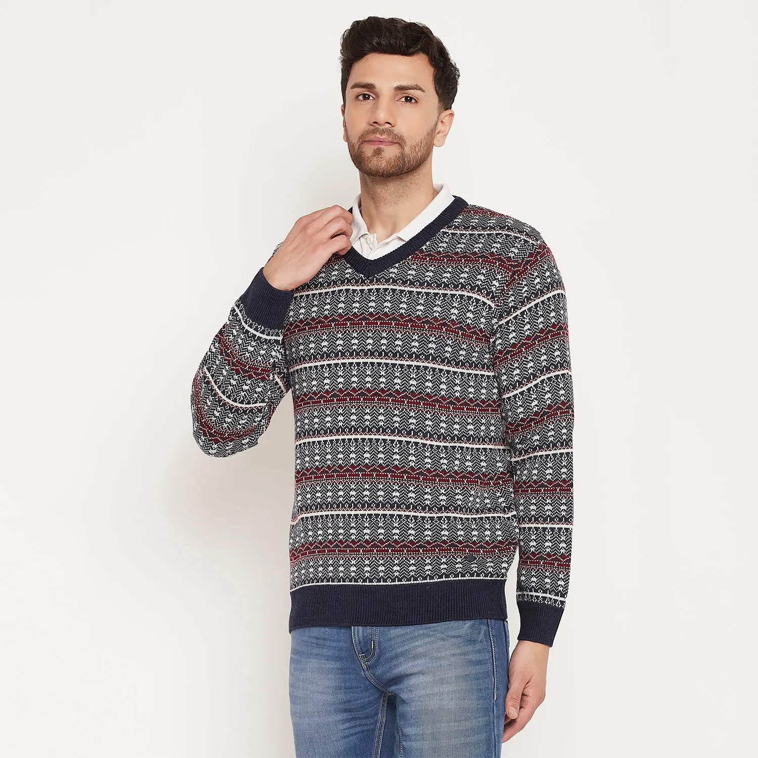 Duke Stardust Men Full Sleeve V Neck Sweater (SDS2138)