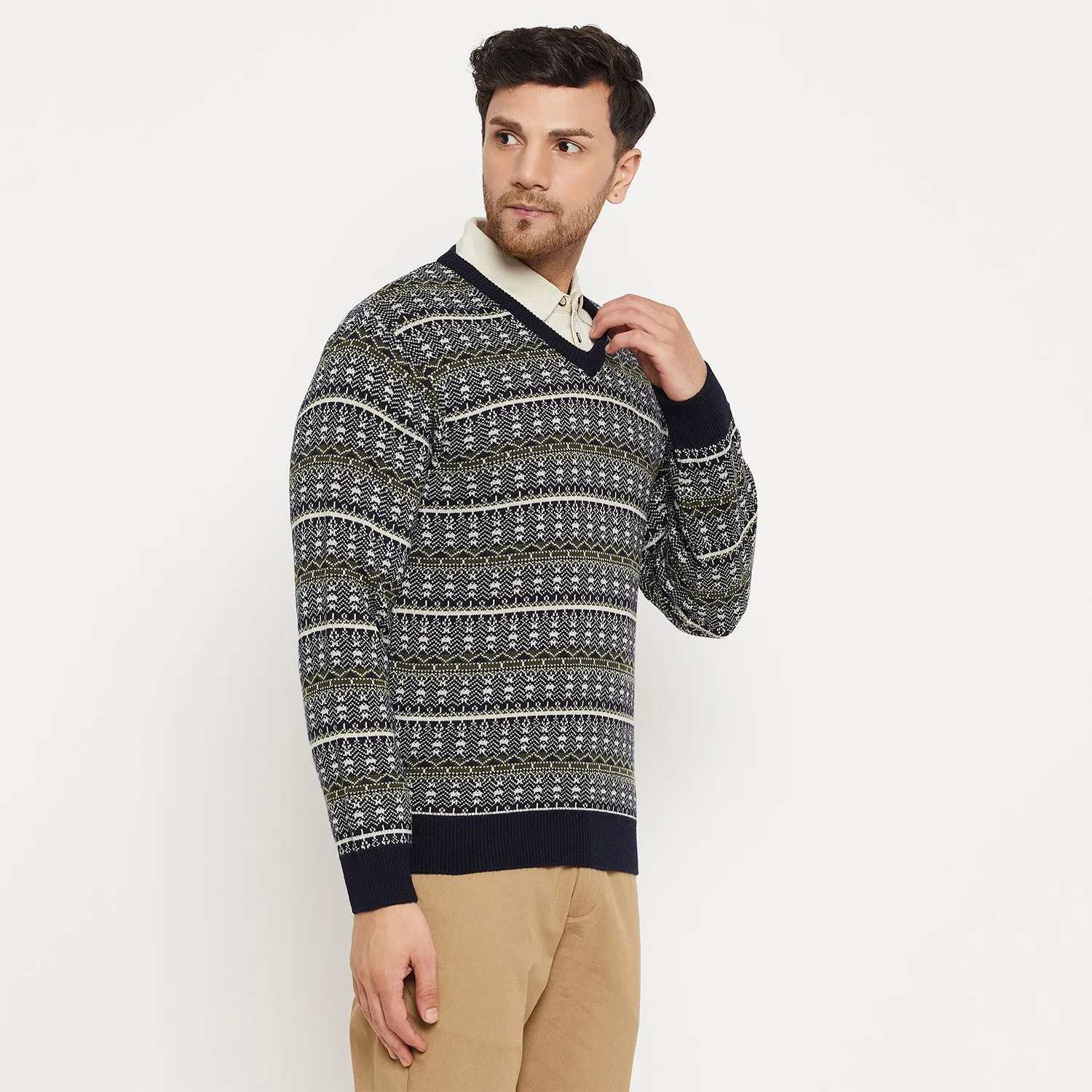 Duke Stardust Men Full Sleeve V Neck Sweater (SDS2138)