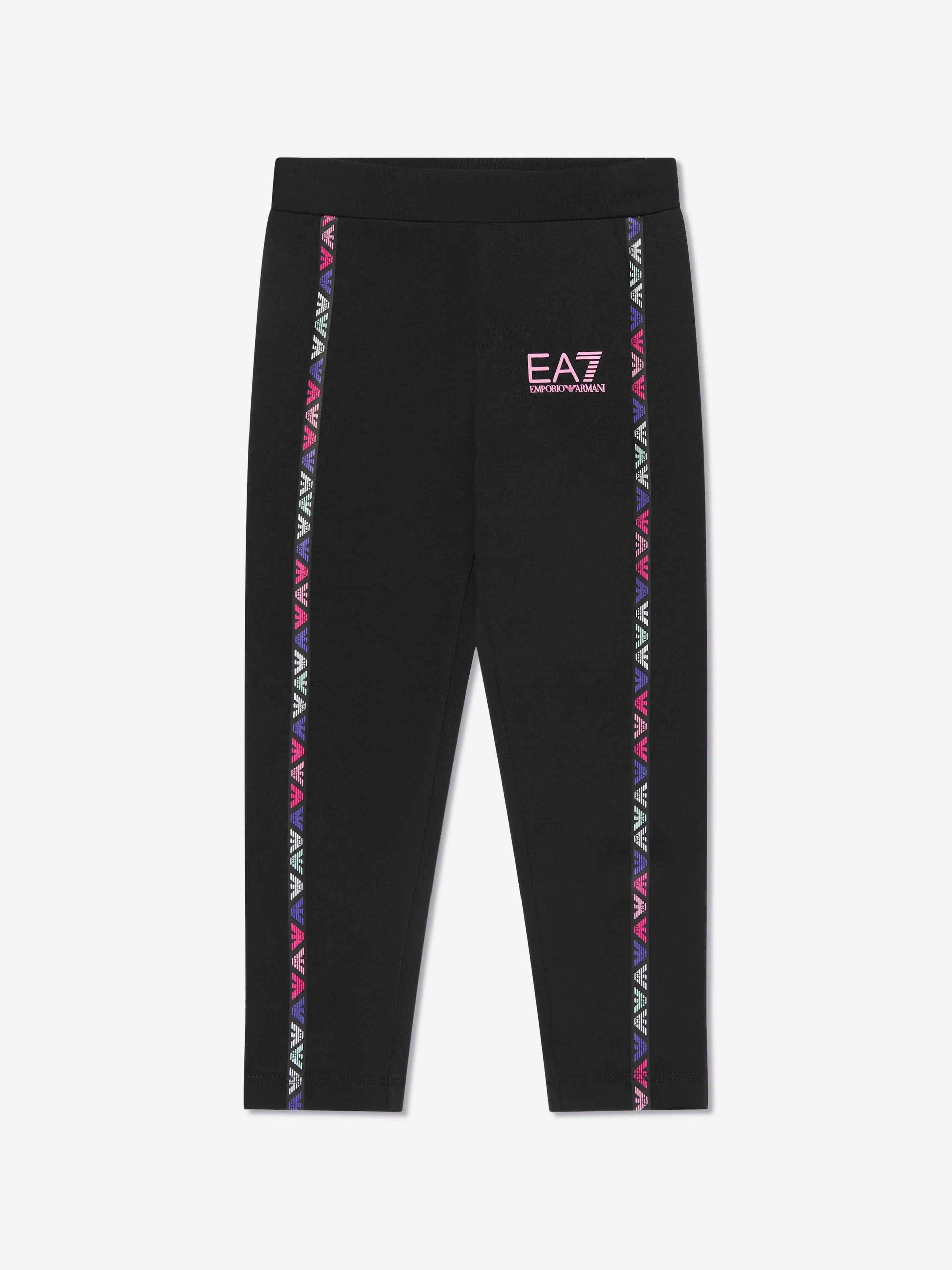 EA7 Emporio Armani Girls Train Logo Tape Leggings in Black