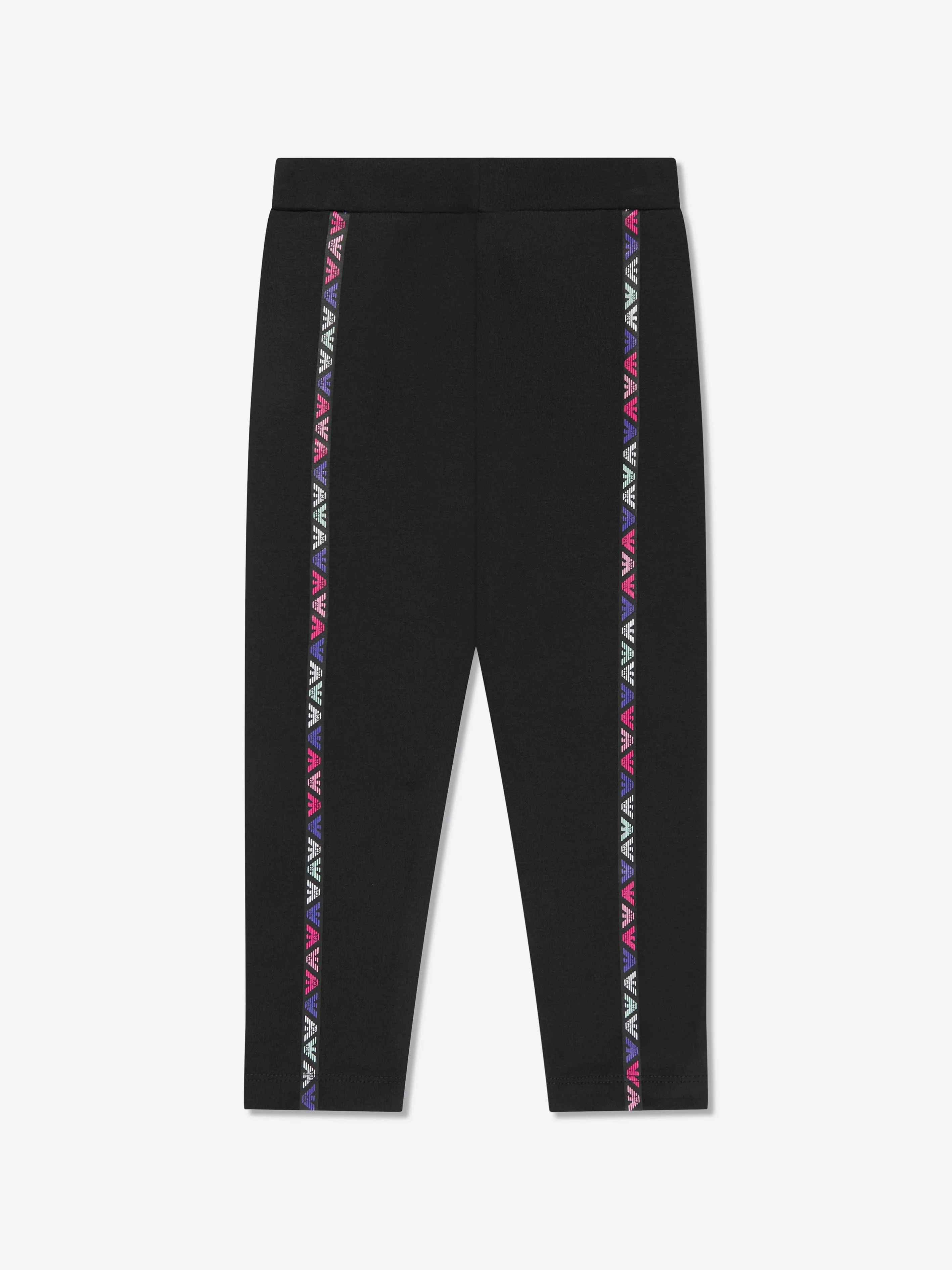 EA7 Emporio Armani Girls Train Logo Tape Leggings in Black