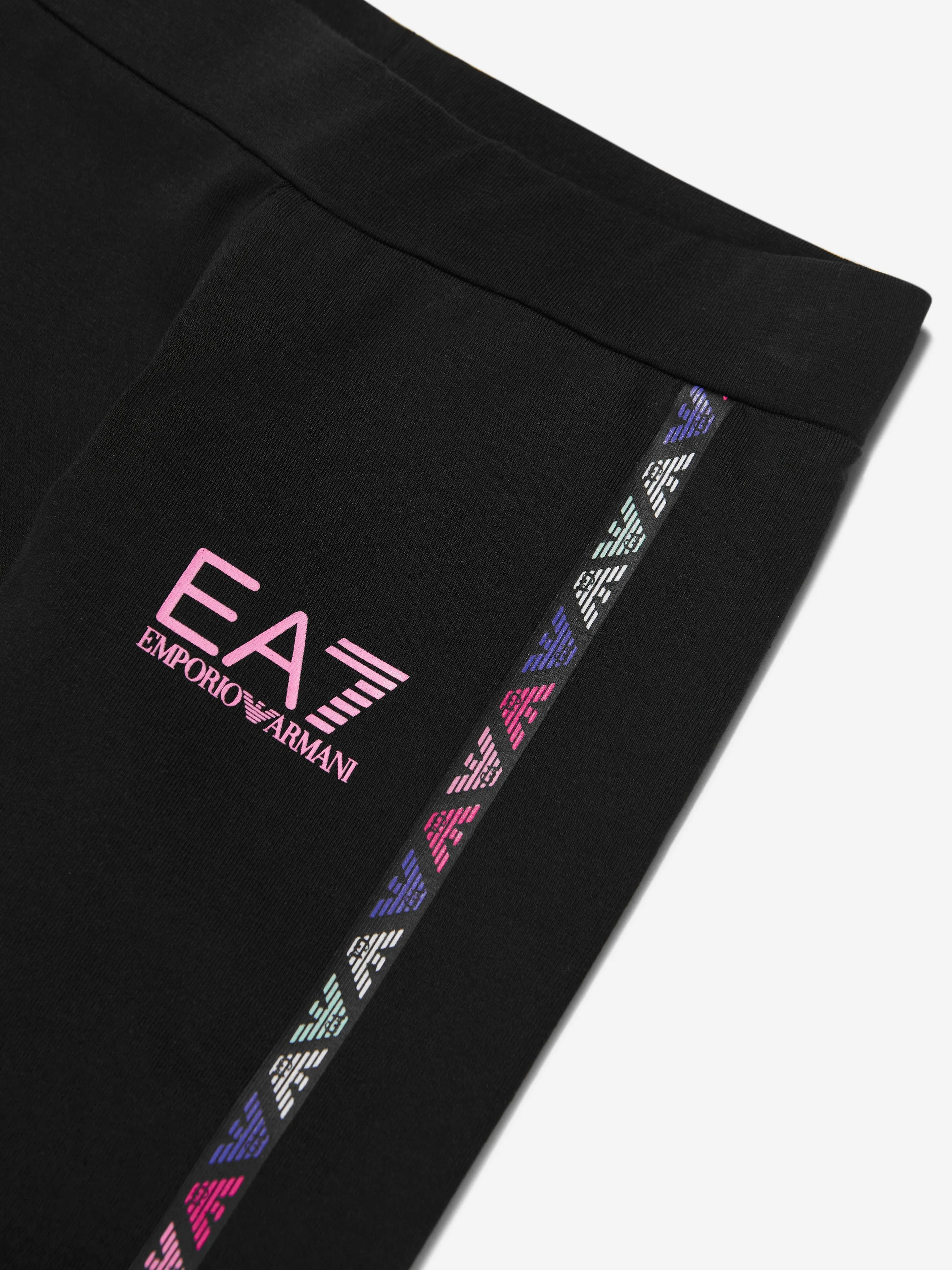 EA7 Emporio Armani Girls Train Logo Tape Leggings in Black