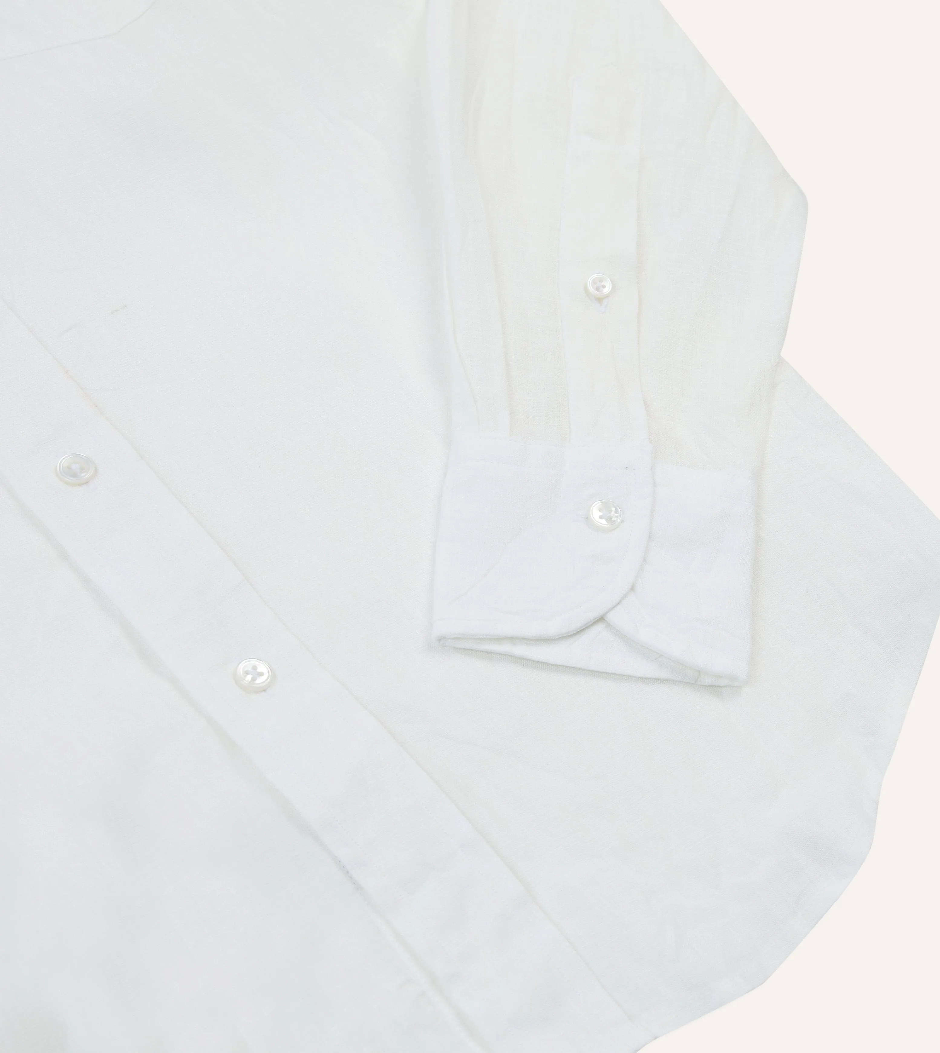 Ecru Linen Spread Collar Shirt