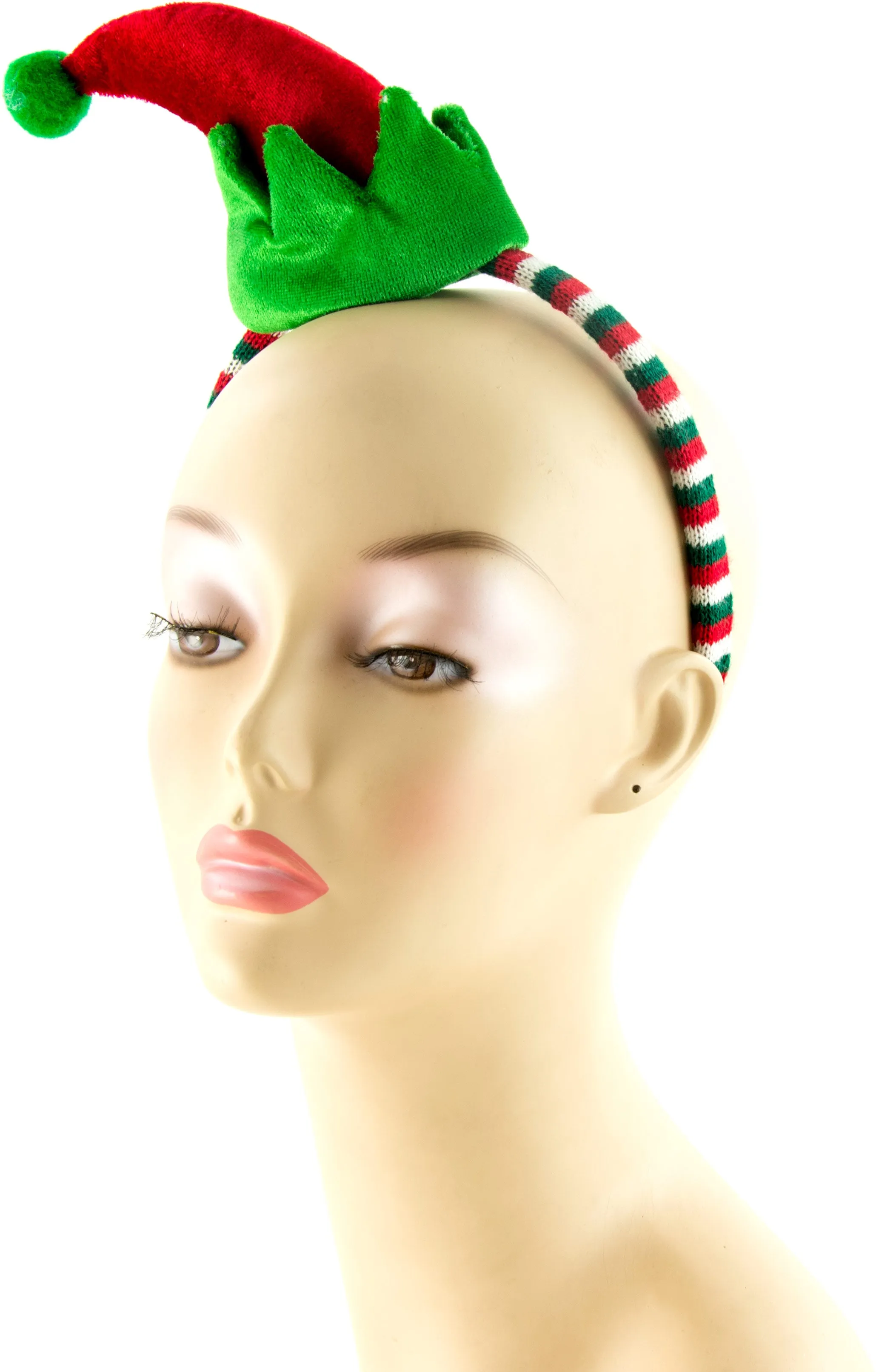 Elf Hat Headband: Red & Green