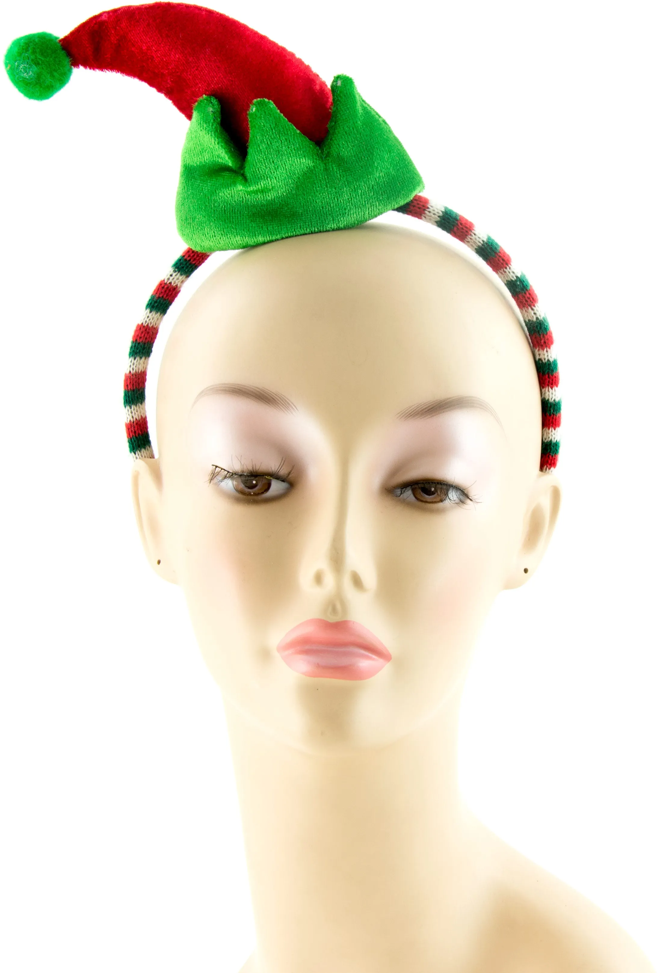 Elf Hat Headband: Red & Green