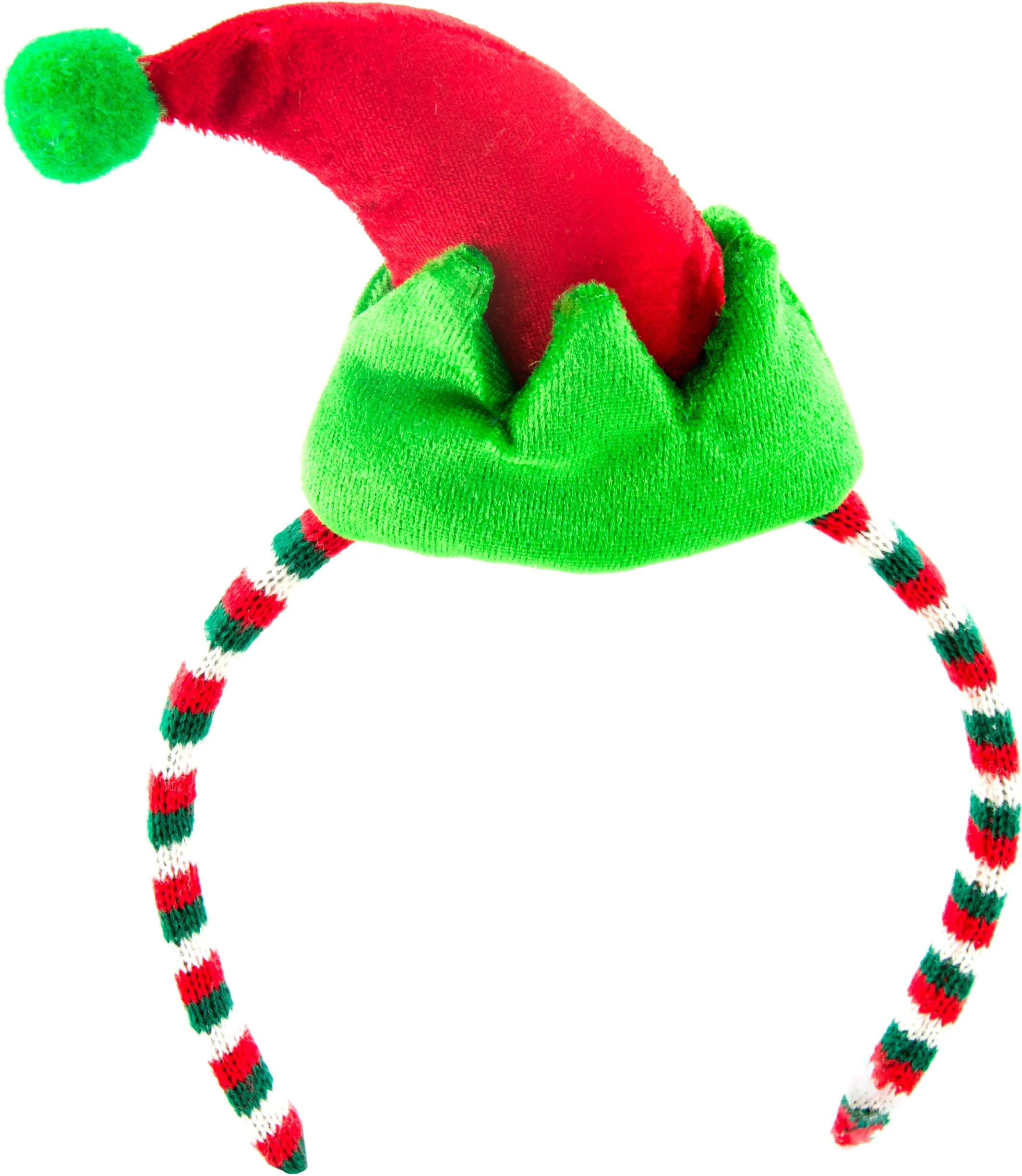 Elf Hat Headband: Red & Green