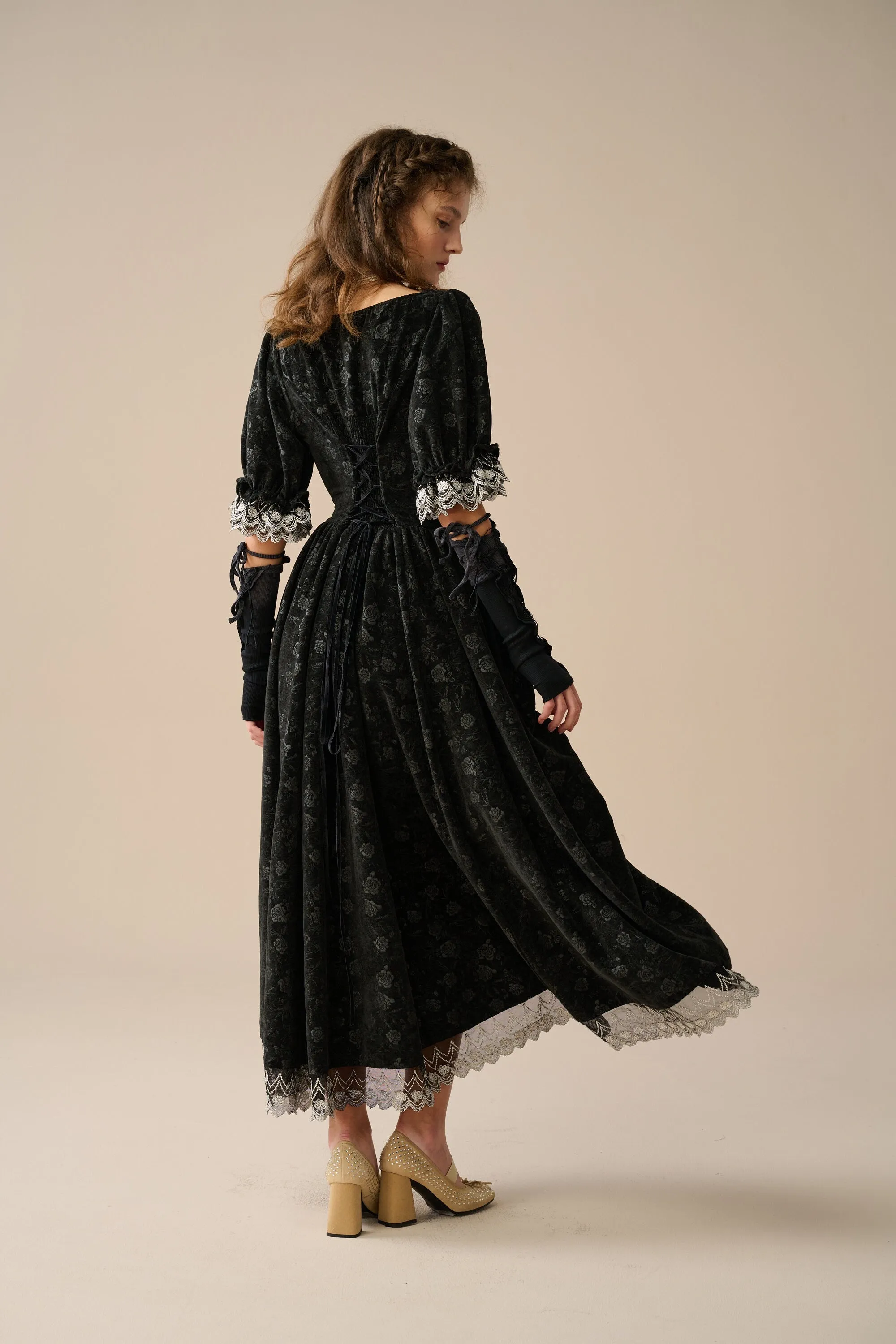 Elowen 27 | Lace velvet dress gown ( 2 way to wear )