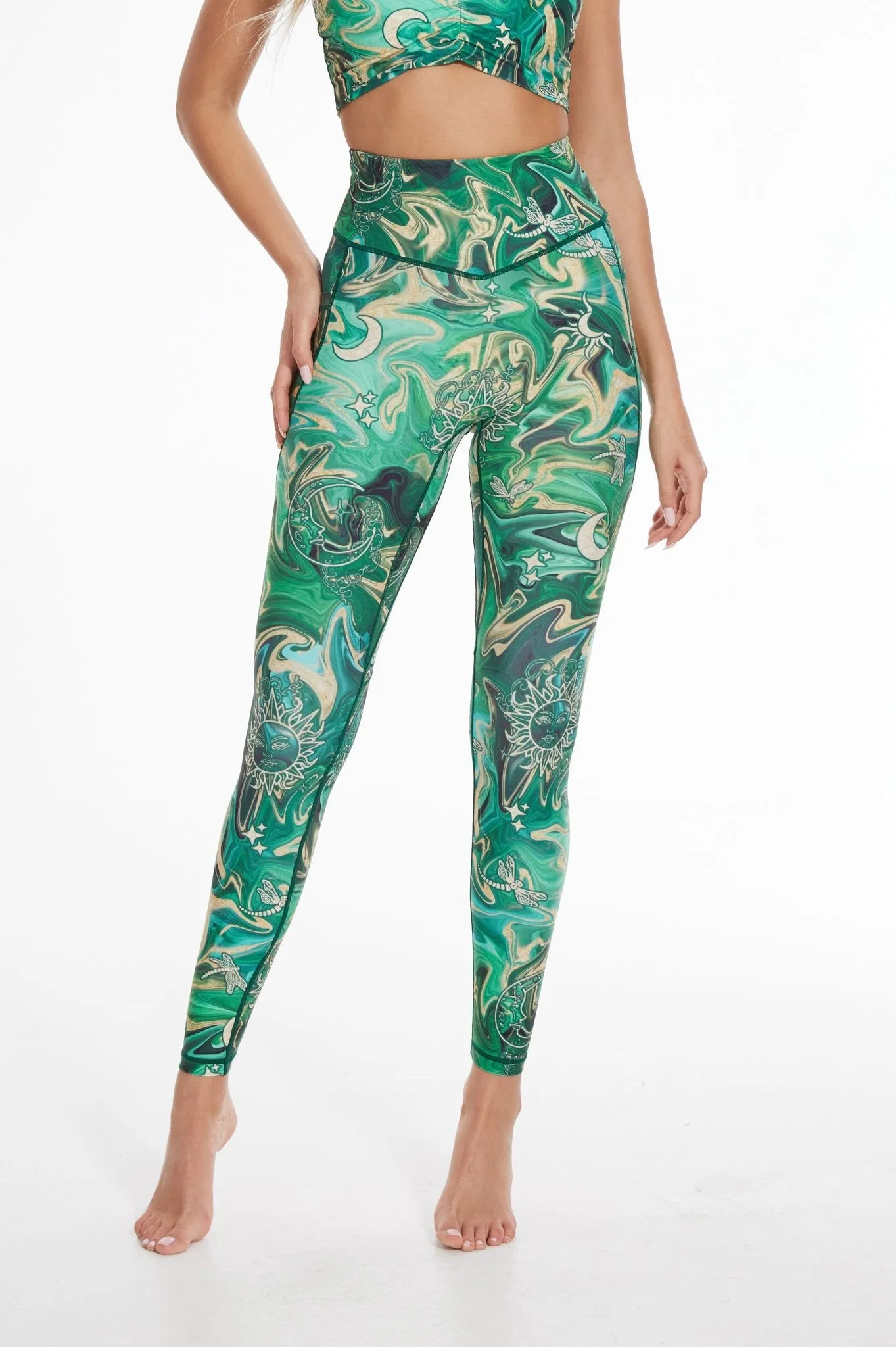 Emerald Vitality High-Waisted Pocket Leggings with Pockets