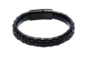 Escondido Black & Brown Leather Stainless Steel Bracelet