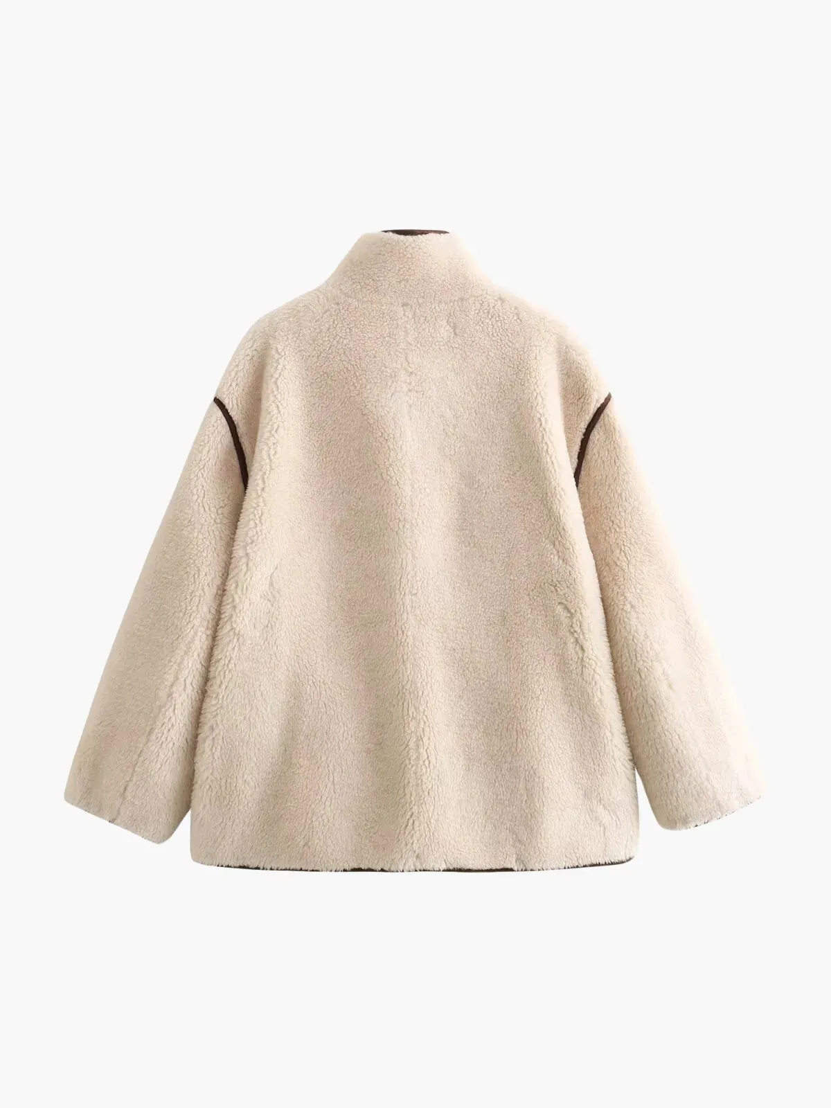 Faux Shearling Stand Collar Jacket