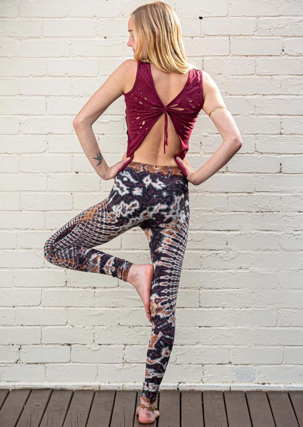 Fawn Brown Mandala Tie Dye Leggings