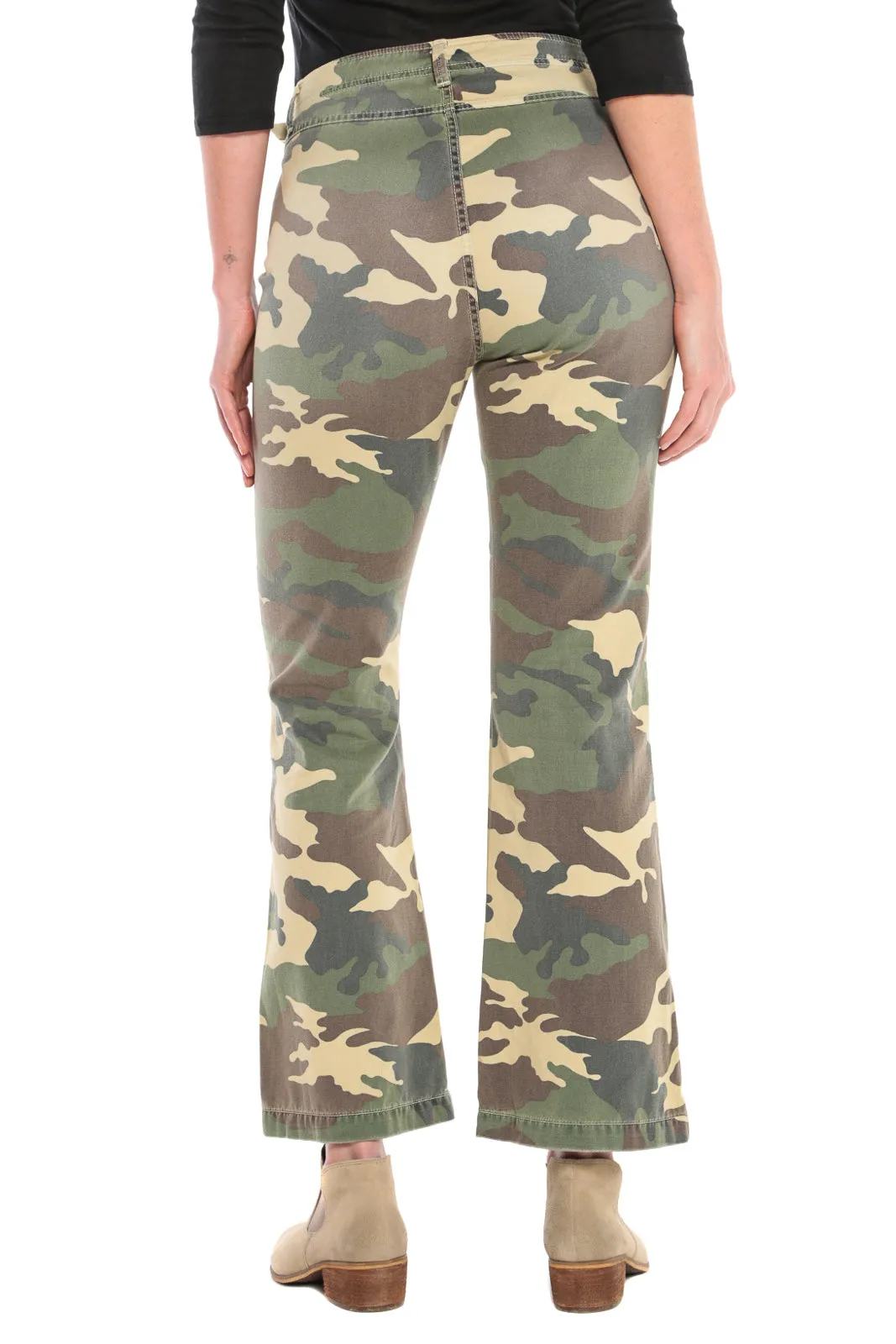 Flare crop pants in Army Camo