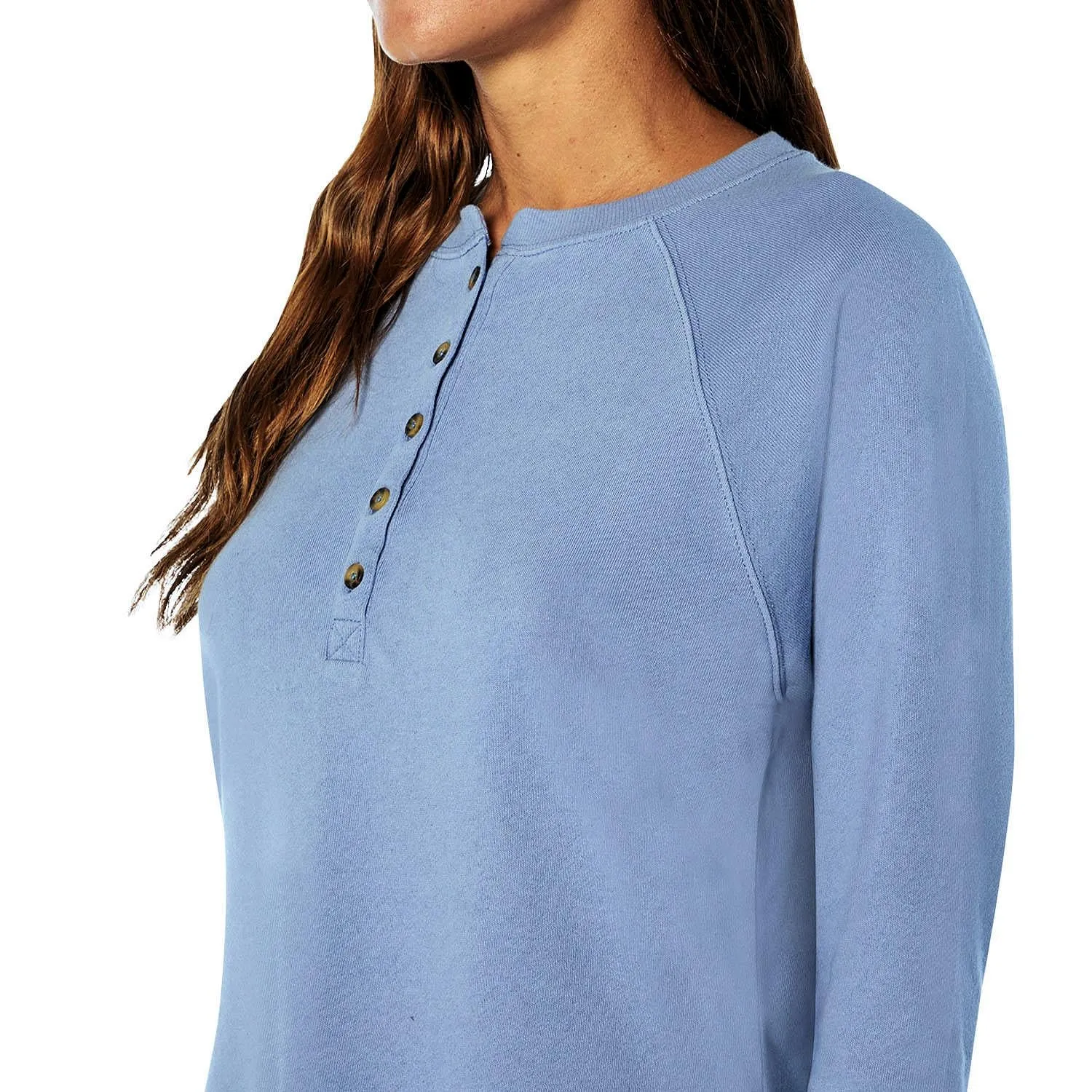 GAP Womens Long Sleeve Henley French Terry Sweatshirt