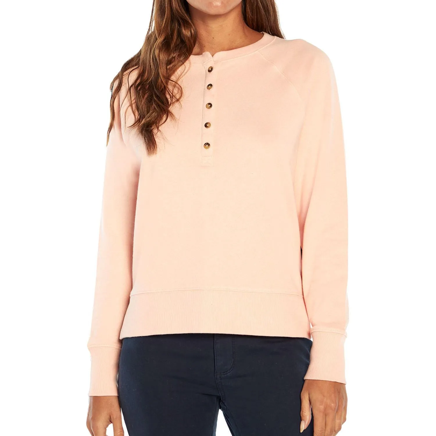 GAP Womens Long Sleeve Henley French Terry Sweatshirt