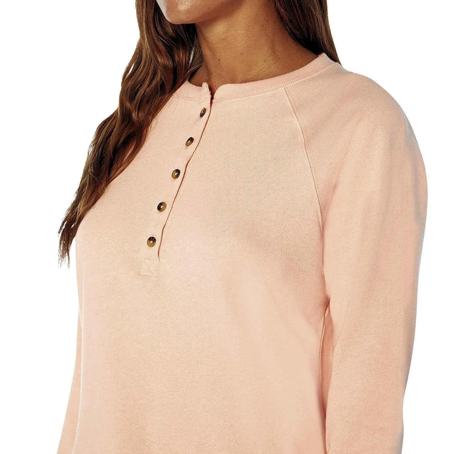 GAP Womens Long Sleeve Henley French Terry Sweatshirt