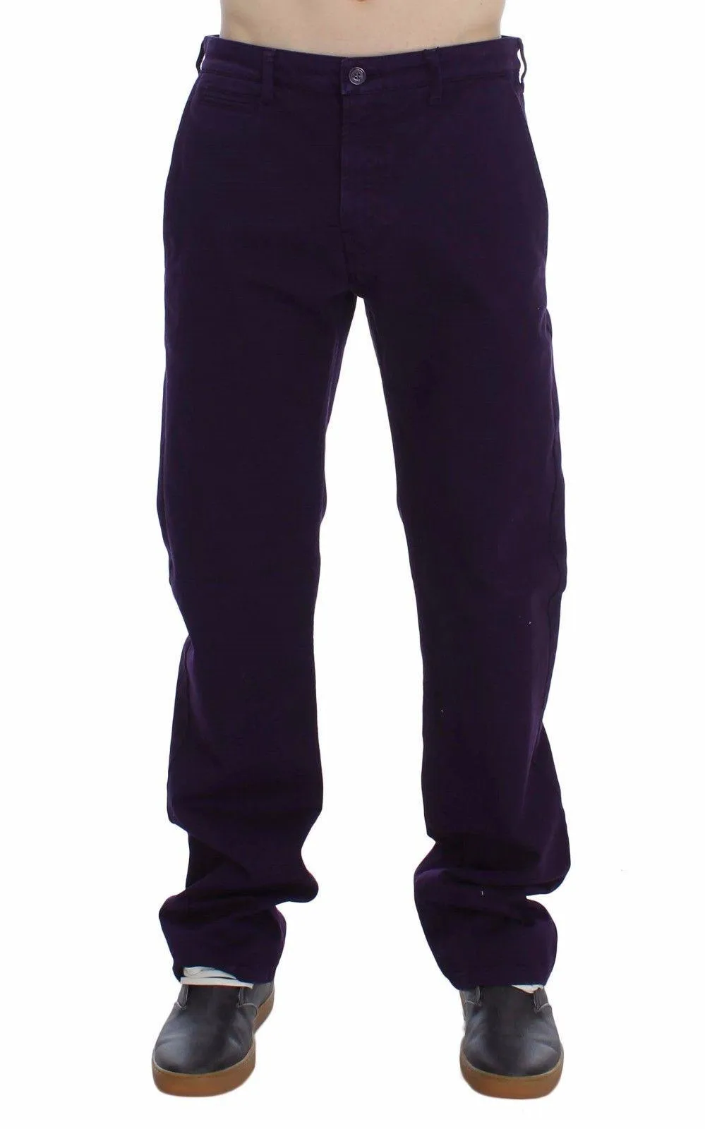 GF Ferre Purple Cotton Stretch Slim Chinos Pants