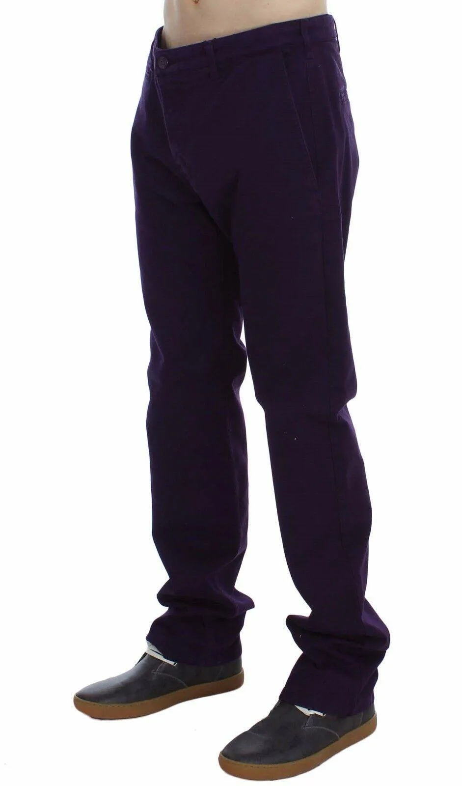 GF Ferre Purple Cotton Stretch Slim Chinos Pants