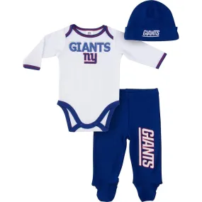 Giants Baby Boy Bodysuit, Footed Pant and Cap Set