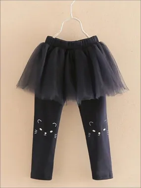 Girls Cat Print Tutu Skirt Leggings