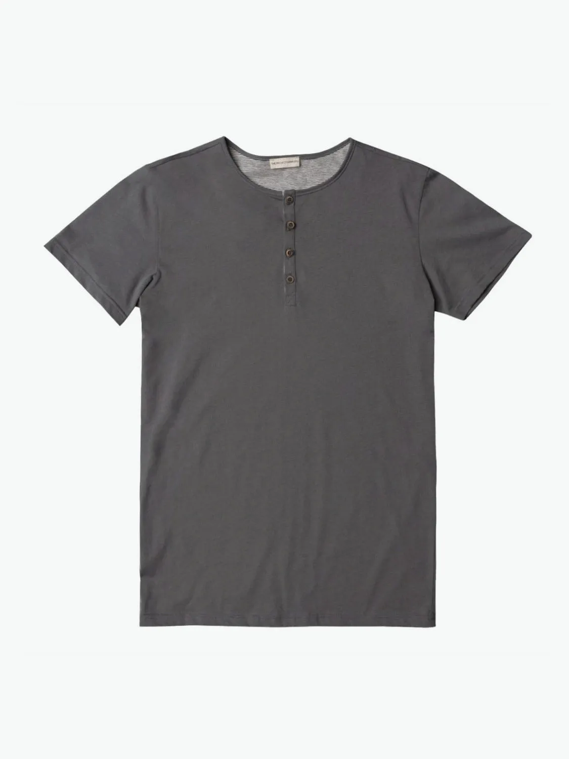 Grandad Collar Organic Cotton T-shirt Light Grey