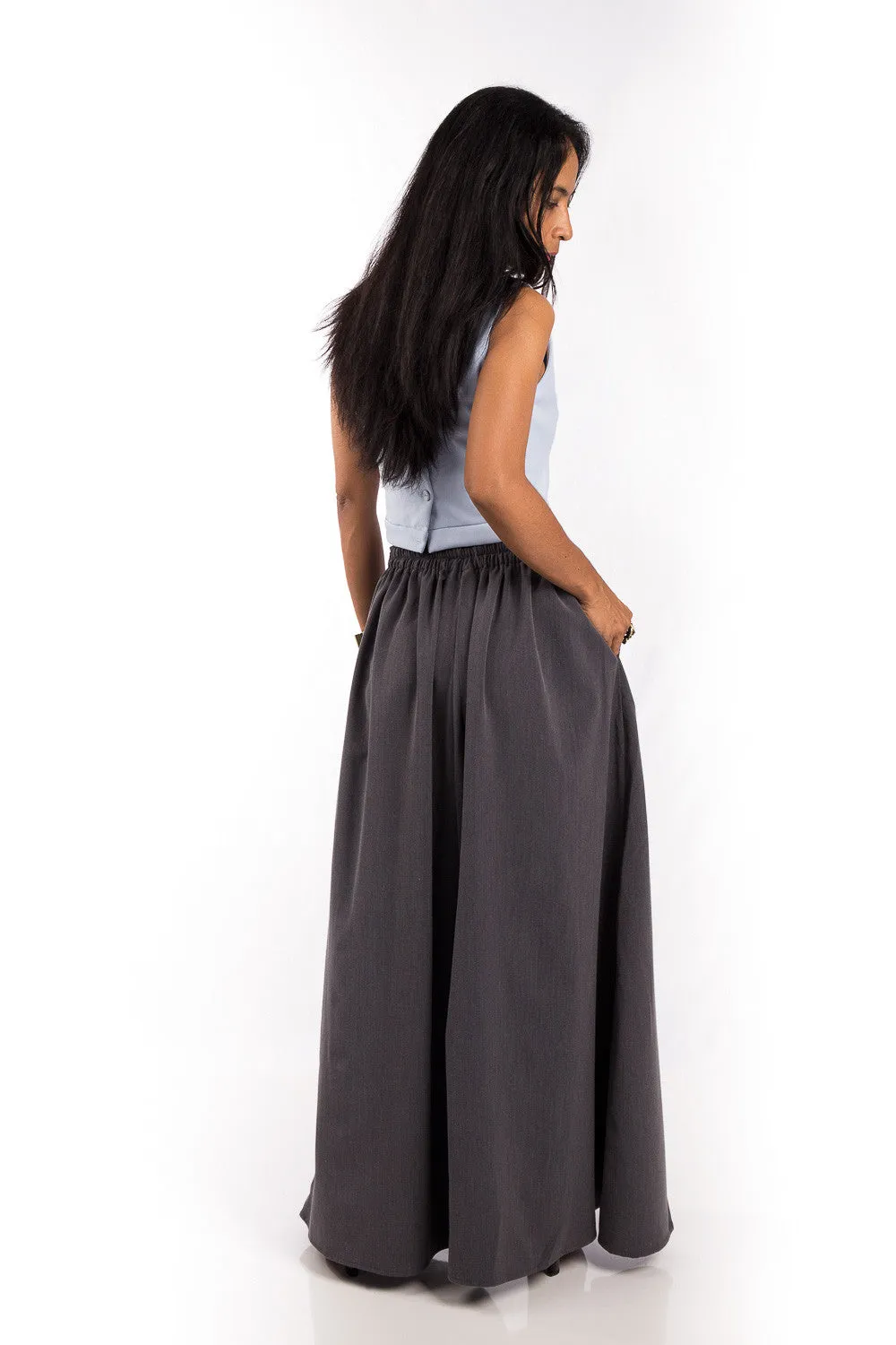 Grey Skirt,  Split Skirt, Long Grey Skirt