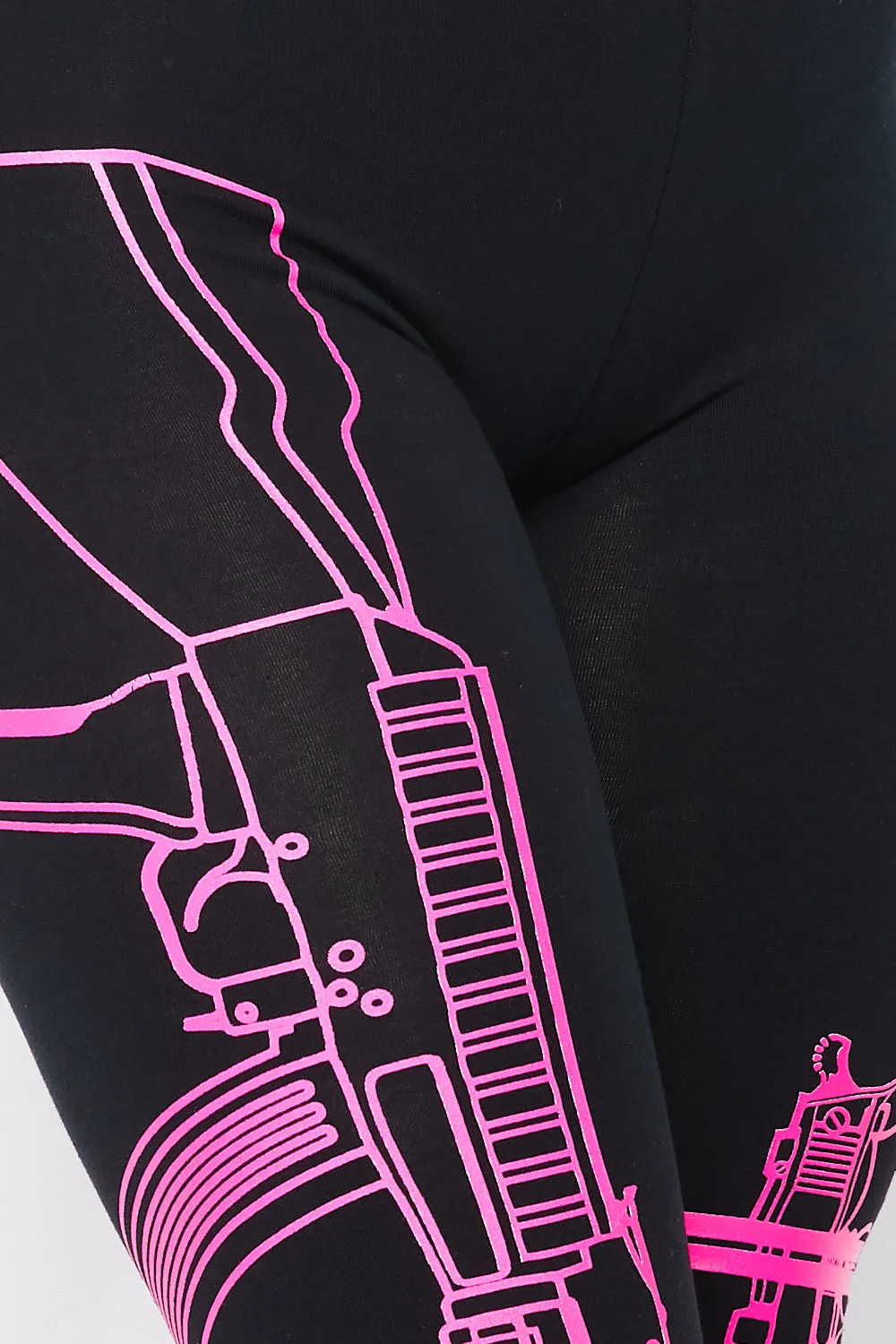 Guns Out Machine Gun Black W/ Neon Pink Leggings - Plus Sizes Available