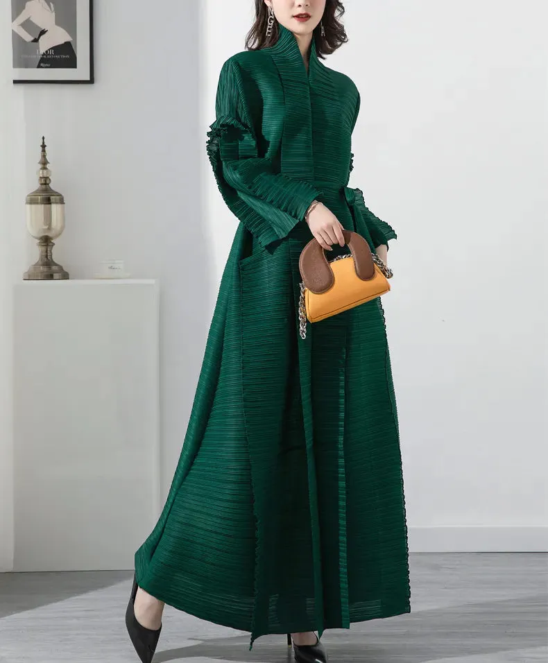 HEYFANCYSTYLE Maxi Pleated Cardigan Dress